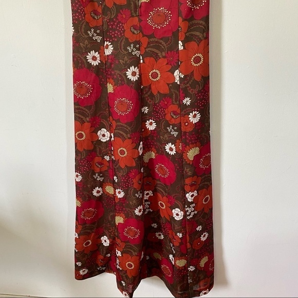 Vintage 60s Psychedelic Floral Maxi Dress Hawaiian Flutter Sleeve Womens Small - Picture 7 of 11